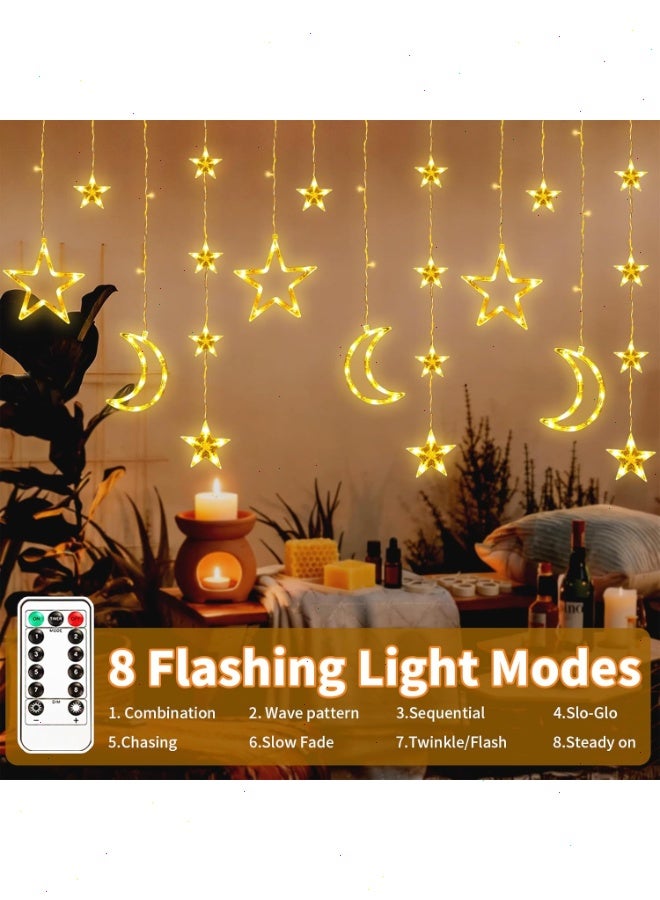 يواوليتي أضواء رمضانية متلألئة، أضواء نجوم وقمر مع جهاز تحكم عن بعد وحافظة بطارية أضواء زينة بيضاء دافئة لزينة رمضان - Image 2